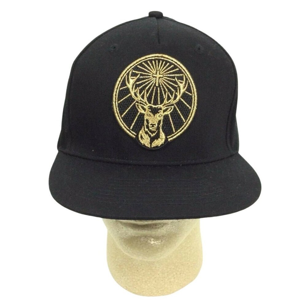 Jagermeister Black Snapback Hat Gold Embroidered Logo Adjustable Advertising Cap